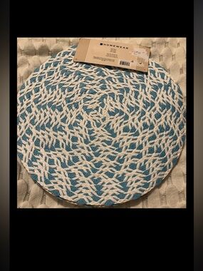 Blue and White Braided Round Placemats - Single Round Placemat 100% paper